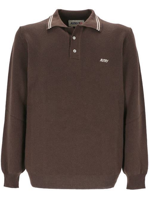 Ribbed polo shirt Autry | POPX26WCWOOL CHOCO